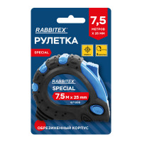 Рулетка измерительная 7,5м х 25мм, обрезиненный корпус, 3 фиксатора, RABBITEX Special, 671355