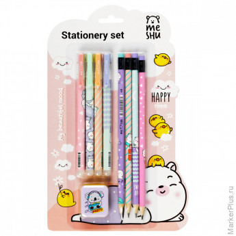 Набор канцелярских принадлежностей MESHU 'Happy time', 9 предметов