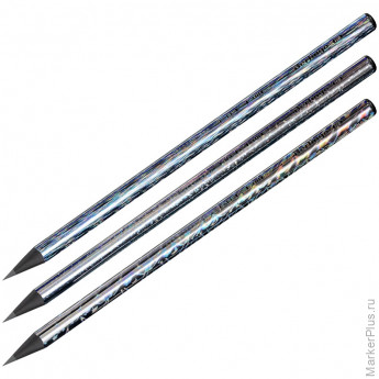 Карандаш ч/г Berlingo "Black Diamond", трехгран., черное дерево, лазерная пленка, заточен., ассорти, 72 шт/в уп