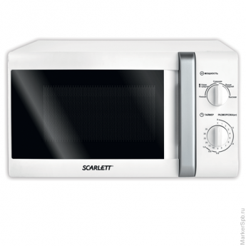 Микроволновая печь SCARLETT SC-2007, объем 20 л, мощность 700 Вт, механическое управление, таймер, белая