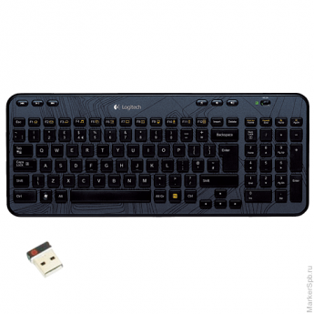 Клавиатура беспроводная LOGITECH K360, 104 клавиши + 6 дополнительных клавиш, мультимедийная, черная