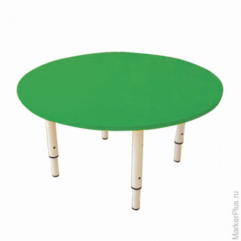 Стол детский круглый, 800х800х400-580 мм, регулируемый, рост 0-3 (85-145 см), пластик зеленый, слоно
