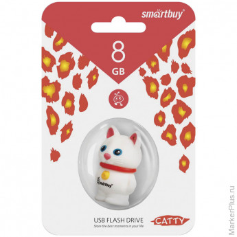 Память Smart Buy "Wild series" Кошка 8GB USB 2.0, белый