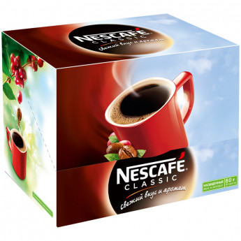 Кофе растворимый Nescafe 'Classic', гранулированный, порционный, 30 пакетиков*2г, картонная коробка