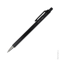 Ручка шариковая автоматическая синяя, 0,7мм, черный прорезиный корпус, 12 шт/в уп