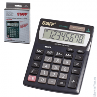 Калькулятор STAFF настольный STF-1808, 8 разрядов, двойное питание, 140х105 мм