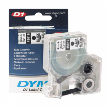 Картридж для принтеров этикеток DYMO D1, 12 мм х 7 м, лента пластиковая, чёрный шрифт, прозрачный фо