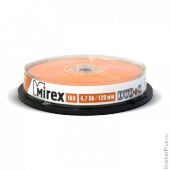 Носители информации Mirex DVD+R 4,7 Гб 16x cake box 10 (UL130013A1L)