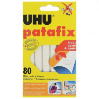 Подушечки клеящие UHU Patafix, 80 шт., бесследное удаление, многоразовые, белые, 39125, комплект 80 шт