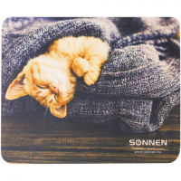 Коврик для мыши SONNEN 'KITTEN', резина+ткань, 220х180х3 мм, 513313