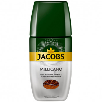 Кофе растворимый Jacobs "Monarch "Millicano", сублимированный, с молотым, стеклянная банка, 160г