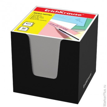 Блок для записей ERICH KRAUSE в подставке картонной черной, куб, 8х8х8 см, белый, 36984