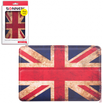 Чехол-обложка для планшетного ПК iPad mini SONNEN, кожзаменитель, подставка, цветная печать, флаг, 3