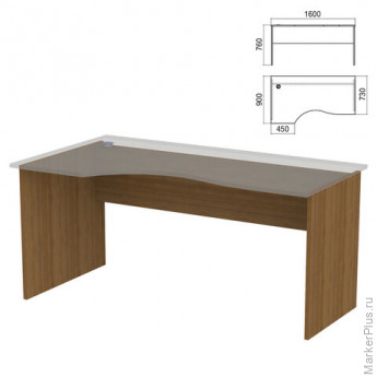 Стол эргономичный ЧАСТЬ 2 "Арго" (ш1600*г900*в760 мм), левый/правый, орех, А-202, ш/к34686