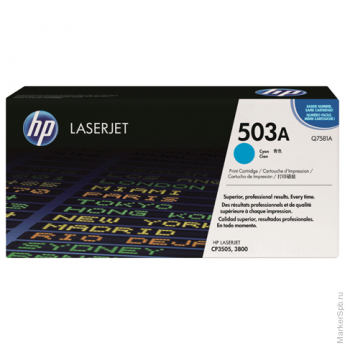 Картридж лазерный HP (Q7581A) ColorLaserJet CP3505/3800, голубой, оригинальный, ресурс 6000 стр.