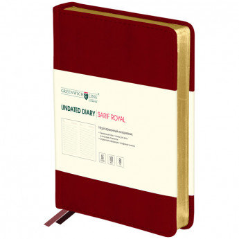 Ежедневник недатированный, A6, 160л., кожзам, GreenwichLine "Sarif Royal", бордовый, золотой срез
