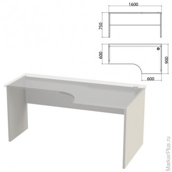 Каркас стола эргономичного 'Этюд' (ш1600*г900*в750 мм), правый, серый 03, 401673, ш/к01666