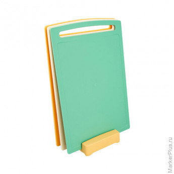 Доска разделочная пластиковая КОМПЛЕКТ 3 шт. с подставкой, 29х20х4 см, цвет микс, 30803, 433080300