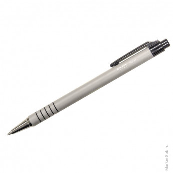 Ручка шариковая автоматическая синяя, 0,7мм, серый прорезиненный корпус, 12 шт/в уп