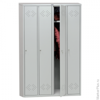 Шкаф металлический для одежды ПРАКТИК "LS-41", четырехсекционный, 1830х1130х500 мм, 55 кг, разборный