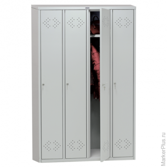 Шкаф металлический для одежды ПРАКТИК 'LS-41', четырехсекционный, 1830х1130х500 мм, 55 кг, разборный