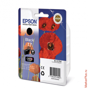 Картридж струйный EPSON (C13T17014A10) Expression Home XP-103/207/203, черный, оригинальный