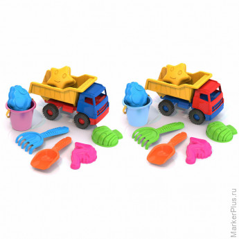 Набор для игр в песке: грузовик "Медвежонок", ведерко, совок, грабельки, 4 формочки, НОРДПЛАСТ, 431708 Набор для игр в песке: грузовик "Медвежонок", ведерко, совок, грабельки, 4 формочки, НОРДПЛАСТ, 431708