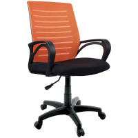 Кресло оператора Helmi HL-M16 R "Vivid", спинка ткань-сетка оранжевая/сиденье ткань черная