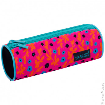 Пенал-тубус 2 отделения, 210*70мм, Berlingo "Pink pattern", полиэстер