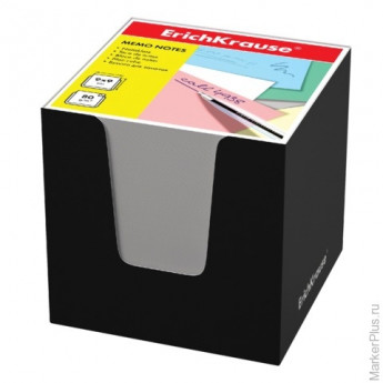Блок для записей ERICH KRAUSE в подставке картонной черной, куб, 9х9х9 см, белый, 37006