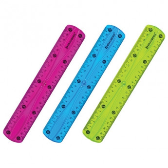 Линейка 20 см гибкая BRAUBERG 'FLEX', пластиковая, ассорти, европодвес, 210674