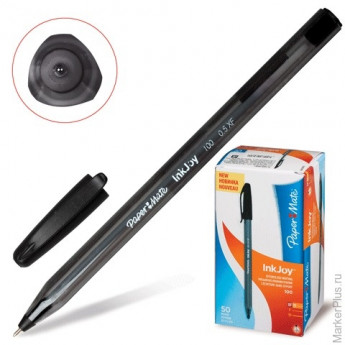 Ручка шариковая PAPER MATE "InkJoy 100 Cap", корпус черный, толщина письма 0,5 мм, черная, S0960890