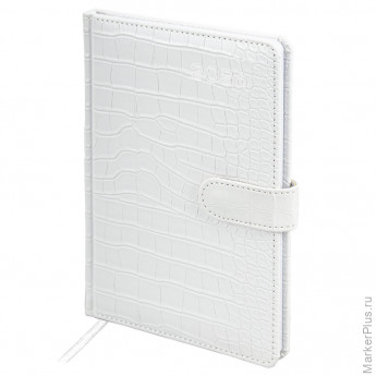 Еженедельник датированный 2026 А5 145х215 мм, BRAUBERG "Party", под кожу, белый, 117179