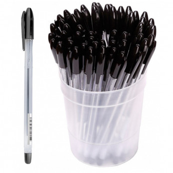 Ручка шариковая Стамм 'VeGa' черная, 0,7мм, прозрачный корпус, 50 шт/в уп