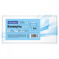 Конверт E65, OfficeSpace, 110*220мм, б/подсказа, б/окна, отр. лента, 100 шт.