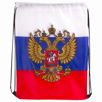 Сумка-мешок на завязках Триколор РФ, с гербом РФ, 32*42 см, BRAUBERG, 228328, RU37
