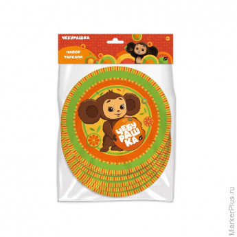 Тарелки бумажные ПатиБум "Чебурашка", 18см, 6шт.