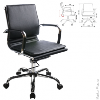 Кресло офисное CH-993-Low с низкой спинкой, экокожа, хром, черное, CH-993-LOW/BLAC