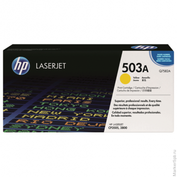 Картридж лазерный HP (Q7582A) ColorLaserJet CP3505/3800, желтый, оригинальный, ресурс 6000 стр.