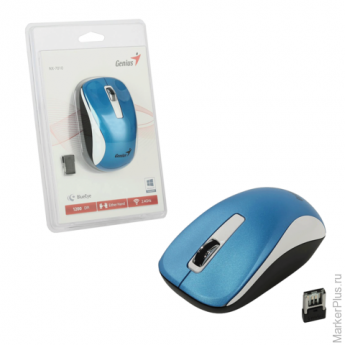 Мышь беспроводная GENIUS NX-7010, 2 кнопки + 1 колесо-кнопка, оптическая, бело-голубая, 31030114110