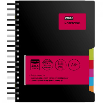 Бизнес-тетрадь A4,200л,кл,греб. Attache Selection Office book черн металлик