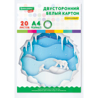 Картон белый А4 МЕЛОВАННЫЙ EXTRA (белый оборот) 20 листов папка, BRAUBERG KIDS, 203х283 мм, 115160