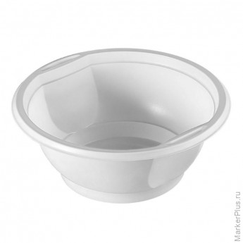 Миска одноразовая пластик.Комус для хол./гор., 0,6л, белая, ПП, 50шт/уп, 20 шт/в уп, комплект 50 шт