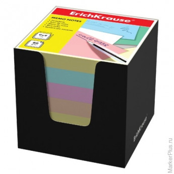 Блок для записей ERICH KRAUSE в подставке картонной черной, куб, 9х9х9 см, цветной, 37011