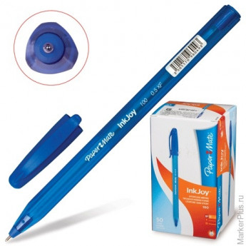 Ручка шариковая PAPER MATE "InkJoy 100 Cap", корпус синий, толщина письма 0,5 мм, синяя, S0960900