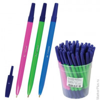 Ручка шариковая СТАММ "049", корпус флуоресцентный, синяя, РШ01