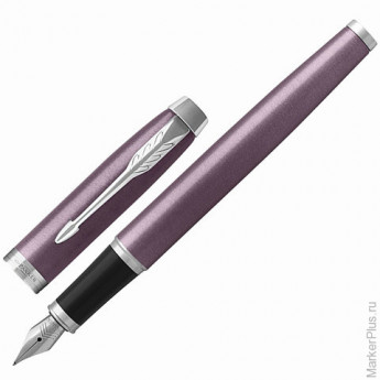 Ручка перьевая PARKER "IM Core Light Purple CT", корпус светло-пурпурный с круговой полировкой, латунь, лак, хром, 1931632, синяя