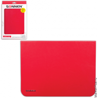 Чехол-обложка для планшетного ПК Samsung Galaxy Tab 3 10.1" SONNEN, кожзаменитель, красный, 352938