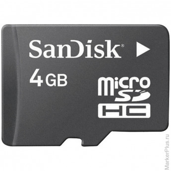 Карта памяти MicroSDHC 4GB Class 4 SanDisk (адаптер SD)