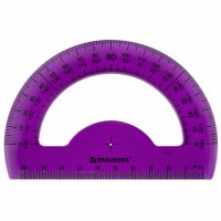 Транспортир 10 см BRAUBERG 'FRUITY', 180 градусов, пластик, тонированный, ассорти, 210768
